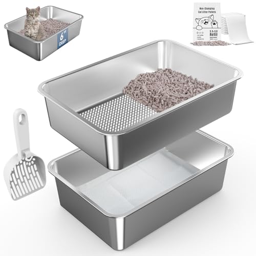 40 x 34 x 15 cm Edelstahl-Katzentoilette für Kätzchen, offene Oberseite für Kiefernpellets, Metall-Pellet-Katzentoilette mit Streuschaufel, staubarm, Geruchskontrolle und einfache Reinigung 40 x 34 x 15 cm Edelstahl-Katzentoilette für Kätzchen, offene Oberseite für Kiefernpellets, Metall-Pellet-Katzentoilette mit Streuschaufel, staubarm, Geruchskontrolle und einfache Reinigung von Paw Libero