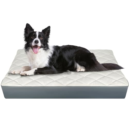 Orthopädische Hundebetten, 90,2 x 59,7 x 11,9 cm, wasserabweisendes Kunstleder-Memory-Foam-Hundebett, Eierkisten-Schaumstoff-Unterstützung und rutschfeste Unterseite, Haustierbetten für mittelgroße von Paw Libero