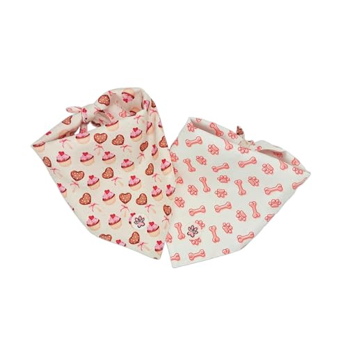 Hundebandana - Beidzeitiges Halstuch/Bandana Für Hunde - Rosa - Törtchen - Kekse - Herzen - Hundefüße - Knochen - Classy in The City - Paw My God! - Größe L von Paw My God!