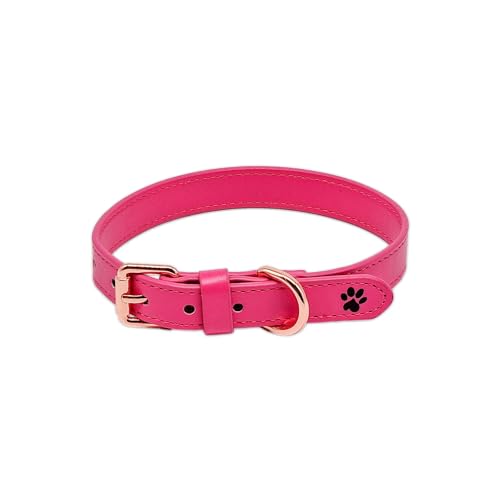 Rosa Leder Hundehalsband - Rosa Halsband Für Hunde Aus Leder - Rosa - Pretty Pink - Paw My God! - Größe L von Paw My God!