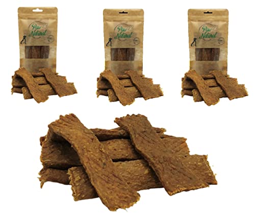 Paw Natural Hunde Leckerlis (3x150g) Truthahn-Streifen | 100% Gluten- & getreidefrei | aus frischem Fleisch gesunder Tiere (450g) von Paw Natural