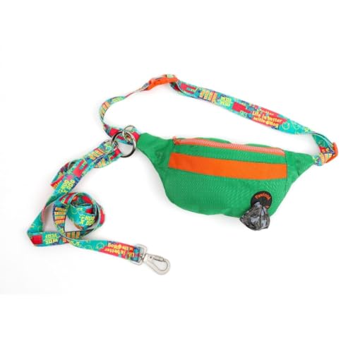 Hands Free Dog Walking Bag - Waist or Crossbody Style - Dog Treat Pouch with Poop Bag Dispenser - Dog Belt Bag for Leash, Training, Hiking - Stylish & Lightweight Green von Paw look