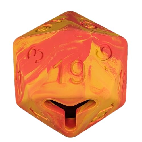 Pawlymorph Barbarian Strength Treat Dispensing D20 - Langlebiges Anreicherungsspielzeug für Hunde, Naturkautschuk, geistig anregend, kaufest (Drachenfeuerrot) von Paw-lymorph