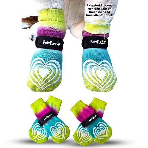 Medizinische, therapeutische doppelseitige rutschfeste Baumwollsocken | PawFlex bequeme Pawz Silikon-Griff an der Innenmanschette, kein Verdrehen oder Abrutschen | Zugkontrolle für ältere und von PawFlex