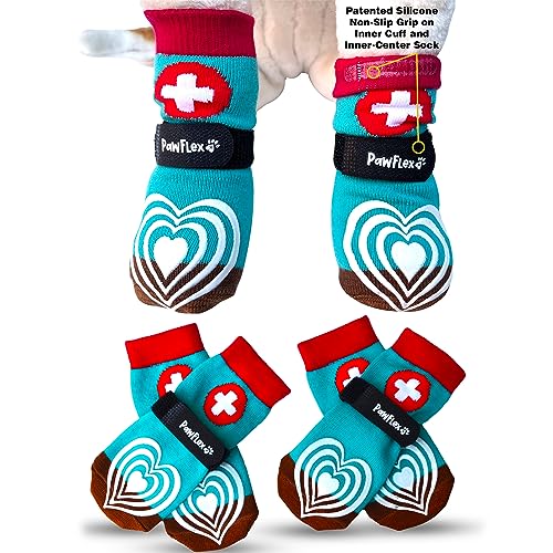 Medizinische Erste-Hilfe-Hundesocken, doppelseitig, rutschfest, Baumwolle, PawFlex bequeme Pawz Silikon-Anti-Rutsch an der Innenmanschette, kein Verdrehen oder Abrutschen, Haustierpfotenschutz Medizinische Erste-Hilfe-Hundesocken, doppelseitig, rutschfest, Baumwolle, PawFlex bequeme Pawz Silikon-Anti-Rutsch an der Innenmanschette, kein Verdrehen oder Abrutschen, Haustierpfotenschutz von PawFlex