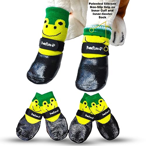 PawFlex Doppelt getauchte, wasserdichte Hundesocken, bequem, weich, für drinnen und draußen, mit gummierter Unterseite, rutschfester Silikongriff an der Innenmanschette, kein Verdrehen oder Abrutschen von PawFlex