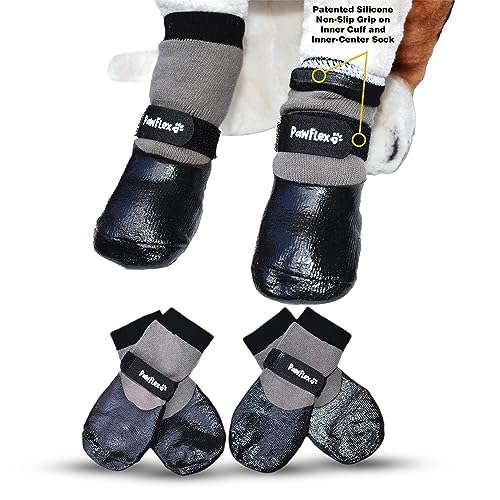 PawFlex Doppelt getauchte, wasserdichte Hundesocken, bequem, weich, für drinnen und draußen, mit gummierter Unterseite, rutschfester Silikongriff an der Innenmanschette, kein Verdrehen oder Abrutschen von PawFlex