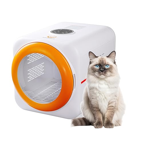 PawGalaxy 30 Millionen negative Ionen & Multifunktions-Haustier-Trocknerbox mit LED-Licht, 360° Zirkulationswind, Touchscreen-Temperaturkontrolle, sicheres Design für Katze und kleine Hunde von PawGalaxy