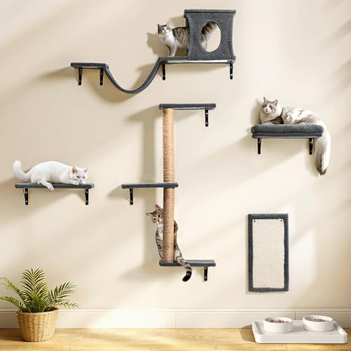 PawGiant 5 -teiliges Kletterwand Katzen Set, Katzen Wandelemente mit Kratzbaum Wand, Kratzbrett Wandmontage, Katzenhängematte, Katzentreppe Katzenbett Wand, Katzenhöhle, Grau PawGiant 5 -teiliges Kletterwand Katzen Set, Katzen Wandelemente mit Kratzbaum Wand, Kratzbrett Wandmontage, Katzenhängematte, Katzentreppe Katzenbett Wand, Katzenhöhle, Grau von PawGiant