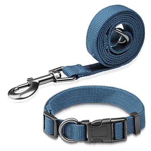 Hundehalsband und Leine, Set für mittelgroße Hunde, Pfauenblau, weich und atmungsaktiv, aus 90 % Viskose aus Bambus und 10 % Polyester, bequem, hautfreundlich, verstellbares Leinenset mit Hundehalsband und Leine, Set für mittelgroße Hunde, Pfauenblau, weich und atmungsaktiv, aus 90 % Viskose aus Bambus und 10 % Polyester, bequem, hautfreundlich, verstellbares Leinenset mit von PawHuggies
