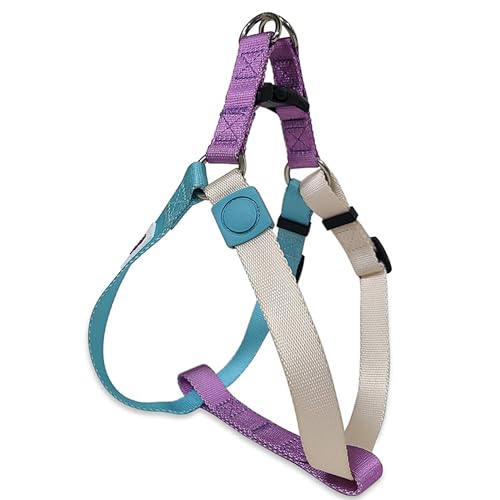 Pawhuggies Tri-Color Hundegeschirr, verstellbares Step-in-Design, Welpengeschirr für kleine Hunde, strapazierfähig, einfach zu Gassigehen (weiß, blau, lila) von PawHuggies