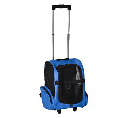 PawHut 2-in-1-Rucksack für Hunde und Katzen mit Seitentaschen, Teleskopgriff und Rädern, 42 x 25 x 55 cm, Blau PawHut 2-in-1-Rucksack für Hunde und Katzen mit Seitentaschen, Teleskopgriff und Rädern, 42 x 25 x 55 cm, Blau von PawHut