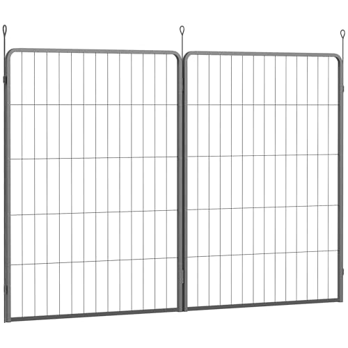 PawHut 2er-Set Erweiterung 2 Hundezaun-Paneele für Freigehege, 80 x 100 cm Welpenzaun aus Stahl, für kleine bis große Hunde Schwarz von PawHut