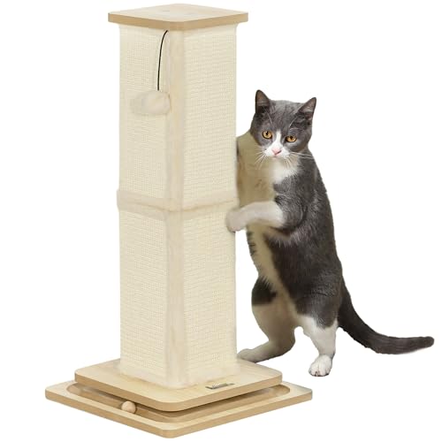 PawHut 3-in-1 Kratzstamm, 67cm Kratzsäule, Sisal-Katzenkratzbaum mit Spielball, Kratzbaum für Katzen, Katzen Kratzmöbel, Indoor, Eiche PawHut 3-in-1 Kratzstamm, 67cm Kratzsäule, Sisal-Katzenkratzbaum mit Spielball, Kratzbaum für Katzen, Katzen Kratzmöbel, Indoor, Eiche von PawHut