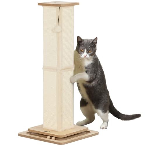 PawHut 3-in-1 Kratzstamm, 87cm Kratzsäule, Sisal-Katzenkratzbaum mit Spielball, Kratzbaum für Katzen, Katzen Kratzmöbel, Indoor, Eiche PawHut 3-in-1 Kratzstamm, 87cm Kratzsäule, Sisal-Katzenkratzbaum mit Spielball, Kratzbaum für Katzen, Katzen Kratzmöbel, Indoor, Eiche von PawHut