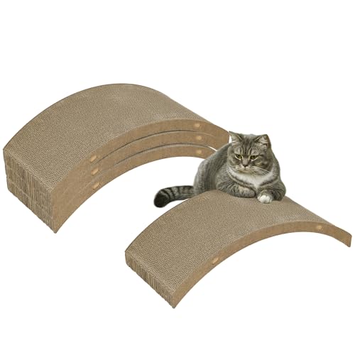 PawHut 4er-Set Kratzbretter für Katzen aus Karton, beidseitig verwendbare Kratzbretter für Katzen, 55 x 25,5 cm, Ersatz für Katzenlaufband, aus doppelseitiger Wellpappe, braun PawHut 4er-Set Kratzbretter für Katzen aus Karton, beidseitig verwendbare Kratzbretter für Katzen, 55 x 25,5 cm, Ersatz für Katzenlaufband, aus doppelseitiger Wellpappe, braun von PawHut