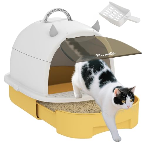 PawHut Abgedeckte Katzentoilette Geschlossene Katzentoilette mit abnehmbarem Deckel Abnehmbare Schale Kohlefilter Schaufel und Griff oben 40,5x52x39 cm Gelb und Weiß PawHut Abgedeckte Katzentoilette Geschlossene Katzentoilette mit abnehmbarem Deckel Abnehmbare Schale Kohlefilter Schaufel und Griff oben 40,5x52x39 cm Gelb und Weiß von PawHut