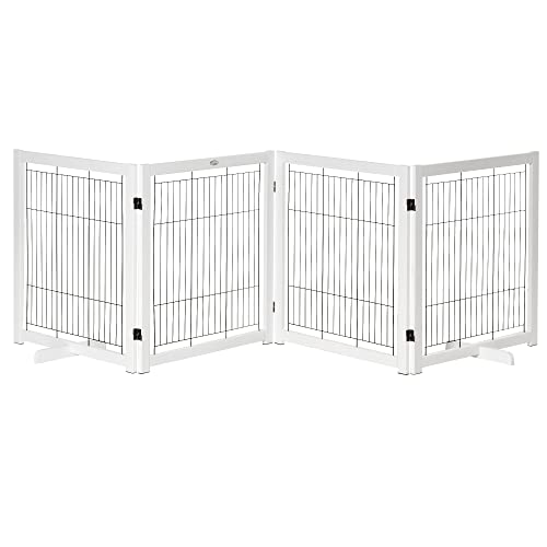 PawHut Absperrgitter Hund Freistehendes Schutzgitter mit Füßen 305 x 82 cm Holz Hundegitter Klappbar Treppenschutzgitter Hundeabsperrgitter für Treppen, Türen, Flur, 4 Paneelen, Weiß PawHut Absperrgitter Hund Freistehendes Schutzgitter mit Füßen 305 x 82 cm Holz Hundegitter Klappbar Treppenschutzgitter Hundeabsperrgitter für Treppen, Türen, Flur, 4 Paneelen, Weiß von PawHut