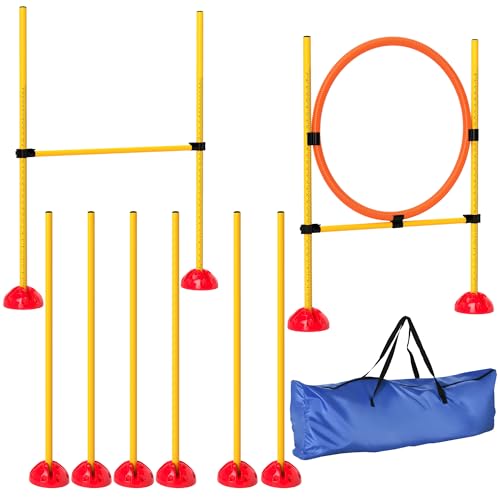 PawHut Agility Set Hunde 3-teiliges befüllbar Agility-Ausrüstung für Hundetraining Steckhürdenset mit Slalomstangen höhenverstellbar Hürden Sprungring Koordinationstraining für Spiele Training PawHut Agility Set Hunde 3-teiliges befüllbar Agility-Ausrüstung für Hundetraining Steckhürdenset mit Slalomstangen höhenverstellbar Hürden Sprungring Koordinationstraining für Spiele Training von PawHut