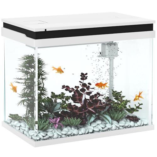 PawHut Aquarium, 41 Liter Glas-Aquarium mit Filtersystem, LED-Lichtern, Wasserpumpe, Kompaktes Aquarium für Verschiedene Fischarten, Weiß PawHut Aquarium, 41 Liter Glas-Aquarium mit Filtersystem, LED-Lichtern, Wasserpumpe, Kompaktes Aquarium für Verschiedene Fischarten, Weiß von PawHut