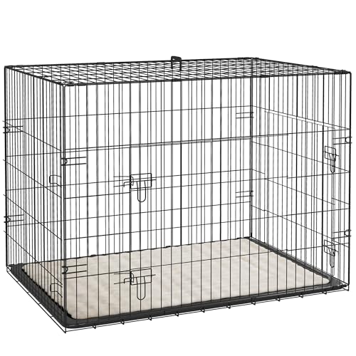 PawHut Cage Faltbare Transportkiste für Hunde Griff, abnehmbares Tablett, mitgeliefertes Kissen 91 x 62 x 68 cm schwarz PawHut Cage Faltbare Transportkiste für Hunde Griff, abnehmbares Tablett, mitgeliefertes Kissen 91 x 62 x 68 cm schwarz von PawHut