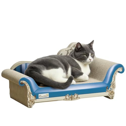 PawHut Cat Scratcher, 2-in-1-Katzenkratzbrett mit Katzenminze, Papp-Lounge für Wohnungskatzen von PawHut