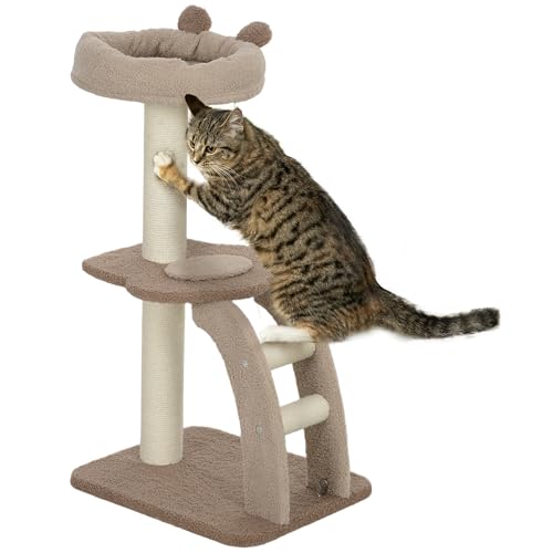 PawHut Cat Scratching Tree Höhe 88 cm Kratzbaum Katzenturm mit Nistplattformen Hängekugel-Leiter und Sisalpfosten Braun PawHut Cat Scratching Tree Höhe 88 cm Kratzbaum Katzenturm mit Nistplattformen Hängekugel-Leiter und Sisalpfosten Braun von PawHut