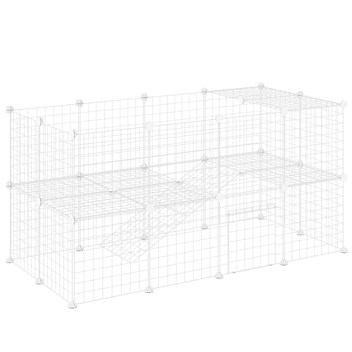 PawHut DIY Haustier Laufstall Metalldrahtzaun Indoor Outdoor Kaninchen Kleintiere Käfig 36 Panel Gehege, weiß von PawHut