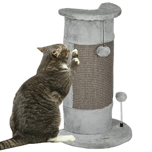 PawHut Ecke Kratzstamm, 58cm Kratzsäule aus Sisal, Kratzbaum für Katzen, Kleiner Katzenkratzbaum mit Kratzball, Katzenmöbel für Indoor, Grau PawHut Ecke Kratzstamm, 58cm Kratzsäule aus Sisal, Kratzbaum für Katzen, Kleiner Katzenkratzbaum mit Kratzball, Katzenmöbel für Indoor, Grau von PawHut