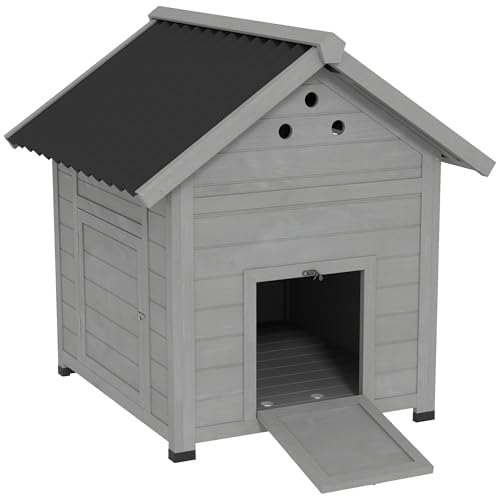 PawHut Entenstall aus Holz Entenhaus mit Kippdach Geflügelstall mit Doppeltür, Hühnerhaus mit herausnehmbarem Boden Hühnerstall Hellgrau 78 x 90 x 92 cm PawHut Entenstall aus Holz Entenhaus mit Kippdach Geflügelstall mit Doppeltür, Hühnerhaus mit herausnehmbarem Boden Hühnerstall Hellgrau 78 x 90 x 92 cm von PawHut