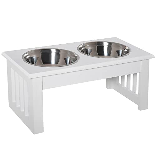 PawHut Erhöhter Hundenapf Futternapf mit 2 Näpfe Wassernapf 2 x 900ml Edelstahlnäpfen Fressnapf Futterstation Hundenäpfe für kleine Hunde Katzen Weiß PawHut Erhöhter Hundenapf Futternapf mit 2 Näpfe Wassernapf 2 x 900ml Edelstahlnäpfen Fressnapf Futterstation Hundenäpfe für kleine Hunde Katzen Weiß von PawHut