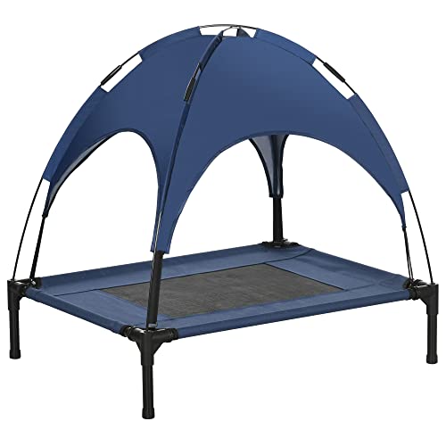 PawHut Erhöhtes Hundebett mit Baldachin, Haustierbett, Hundeliege Outdoor mit Dach, Atmungsaktiv, Taftstoff für Camping Dunkelblau 76 x 61 x 73 cm PawHut Erhöhtes Hundebett mit Baldachin, Haustierbett, Hundeliege Outdoor mit Dach, Atmungsaktiv, Taftstoff für Camping Dunkelblau 76 x 61 x 73 cm von PawHut