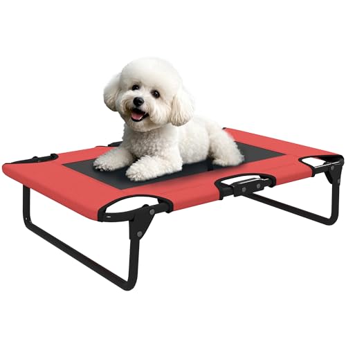 PawHut Erhöhtes Hundebett, tragbares, erhöhtes Haustierbett mit atmungsaktivem Netzgewebe für drinnen und draußen, für kleine, mittelgroße Hunde, 75 x 51 x 18 cm, Rot PawHut Erhöhtes Hundebett, tragbares, erhöhtes Haustierbett mit atmungsaktivem Netzgewebe für drinnen und draußen, für kleine, mittelgroße Hunde, 75 x 51 x 18 cm, Rot von PawHut