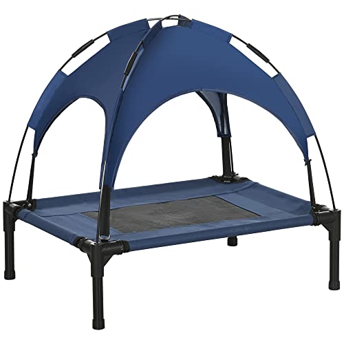 PawHut Erhöhtes Hundebett mit Baldachin, Haustierbett, Hundeliege Outdoor mit Dach, Atmungsaktiv, Taftstoff für Camping Dunkelblau 61 x 46 x 62 cm PawHut Erhöhtes Hundebett mit Baldachin, Haustierbett, Hundeliege Outdoor mit Dach, Atmungsaktiv, Taftstoff für Camping Dunkelblau 61 x 46 x 62 cm von PawHut