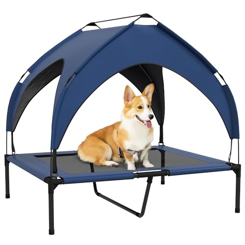 PawHut Erhöhtes Hundebett mit Baldachin, Haustierbett, Outdoor Hundeliege mit Dach, Atmungsaktiv, für große Hunde Dunkelblau Oxford 91 x 76 x 89 cm PawHut Erhöhtes Hundebett mit Baldachin, Haustierbett, Outdoor Hundeliege mit Dach, Atmungsaktiv, für große Hunde Dunkelblau Oxford 91 x 76 x 89 cm von PawHut