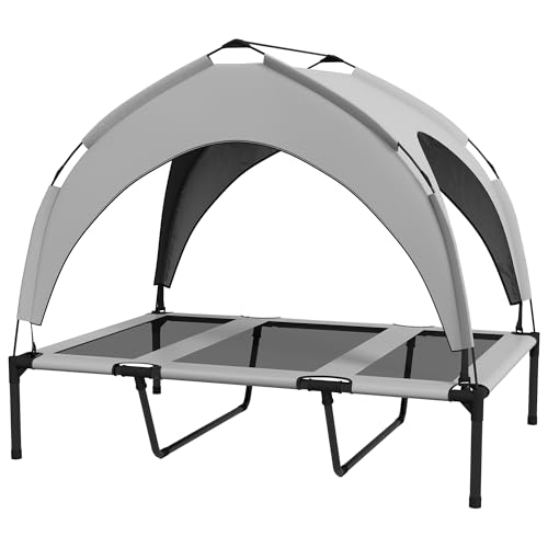 PawHut Erhöhtes Hundebett mit Baldachin, Haustierbett, Outdoor Hundeliege mit Dach, Atmungsaktiv, für Mini- und Kleinhunde Hellgrau Oxford 106 x 76 x 94 cm PawHut Erhöhtes Hundebett mit Baldachin, Haustierbett, Outdoor Hundeliege mit Dach, Atmungsaktiv, für Mini- und Kleinhunde Hellgrau Oxford 106 x 76 x 94 cm von PawHut