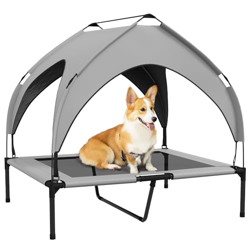 PawHut Erhöhtes Hundebett mit Baldachin, Haustierbett, Outdoor Hundeliege mit Dach, Atmungsaktiv, für große Hunde Hellgrau Oxford 91 x 76 x 89 cm PawHut Erhöhtes Hundebett mit Baldachin, Haustierbett, Outdoor Hundeliege mit Dach, Atmungsaktiv, für große Hunde Hellgrau Oxford 91 x 76 x 89 cm von PawHut
