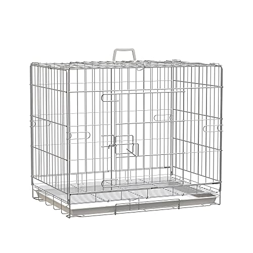 PawHut Faltbare Hundebox aus Draht mit abnehmbarem Tablett, 1 Tür mit Schloss - 61 x 43 x 50 cm weiß PawHut Faltbare Hundebox aus Draht mit abnehmbarem Tablett, 1 Tür mit Schloss - 61 x 43 x 50 cm weiß von PawHut