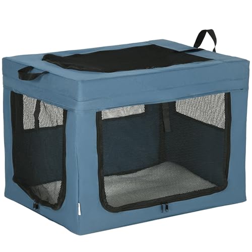 PawHut Faltbare Hundekoffer Transporttasche für Haustiere, mit Griff, Öffnung oben, Netzstoff, 69 x 51 x 51 cm, Blau / Schwarz PawHut Faltbare Hundekoffer Transporttasche für Haustiere, mit Griff, Öffnung oben, Netzstoff, 69 x 51 x 51 cm, Blau / Schwarz von PawHut