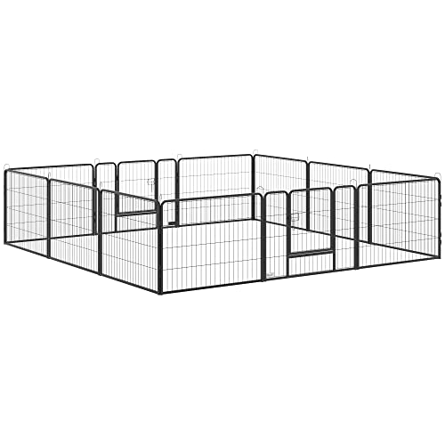 PawHut Freilaufgehege, 60 cm Hoch Welpenauslauf mit Tür, Welpenlaufstall, Hundelaufstall mit 12 Paneelen, Hundeauslauf für Outdoor, Stahl, Schwarz PawHut Freilaufgehege, 60 cm Hoch Welpenauslauf mit Tür, Welpenlaufstall, Hundelaufstall mit 12 Paneelen, Hundeauslauf für Outdoor, Stahl, Schwarz von PawHut