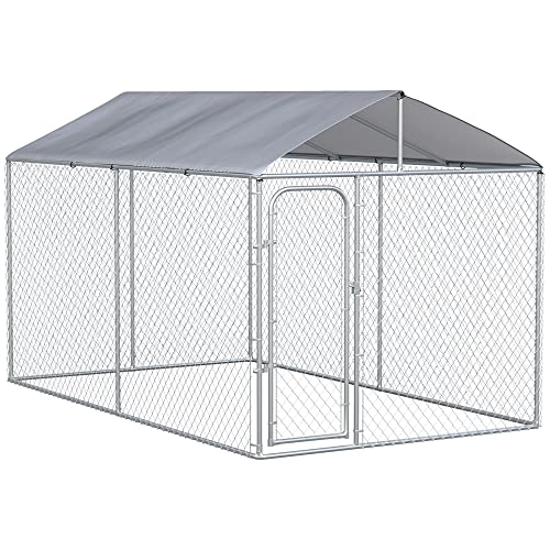 PawHut Galvanisierter Metallzwinger für Hunde mit Oxford-Stoffverdeck und verschließbarer Tür, 400x230x232cm, Silber PawHut Galvanisierter Metallzwinger für Hunde mit Oxford-Stoffverdeck und verschließbarer Tür, 400x230x232cm, Silber von PawHut