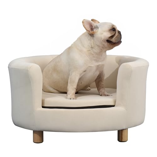 PawHut Gepolstertes Hundesofa mit Rückenlehne und abnehmbarem Kissen, Indoor-Katzenbett, 65x64x37 cm, Creme PawHut Gepolstertes Hundesofa mit Rückenlehne und abnehmbarem Kissen, Indoor-Katzenbett, 65x64x37 cm, Creme von PawHut