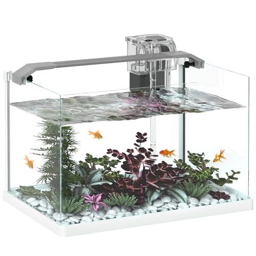 PawHut Glasaquarium mit LED-Leuchten, 20L Aquarium, mit Filterpumpe, für Kampffische, Goldfische, weiß PawHut Glasaquarium mit LED-Leuchten, 20L Aquarium, mit Filterpumpe, für Kampffische, Goldfische, weiß von PawHut