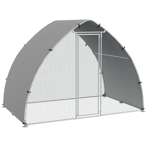 PawHut Großer Gehege für Hühner, Hühnerstall, mobiler Zwinger, Voliere, für den Außenbereich, 5,75 m², Dach mit UV-Schutz, verschließbare Tür, silberfarben von PawHut