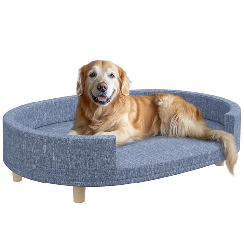 PawHut Großes Hundesofa Haustiersofa mit abnehmbarem Kissen waschbarem Bezug und Holzbeinen Belastung 30 kg Indoor 100x70x25 cm Blau PawHut Großes Hundesofa Haustiersofa mit abnehmbarem Kissen waschbarem Bezug und Holzbeinen Belastung 30 kg Indoor 100x70x25 cm Blau von PawHut