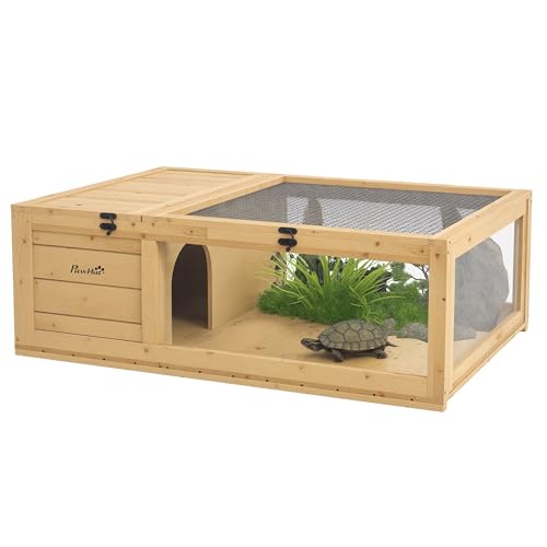 PawHut Haus Gehege Käfig Lebensraum für Kleintiere Schildkröten mit 2 Räumen 91 x 60,5 x 32 cm Massivholz hellgelb PawHut Haus Gehege Käfig Lebensraum für Kleintiere Schildkröten mit 2 Räumen 91 x 60,5 x 32 cm Massivholz hellgelb von PawHut