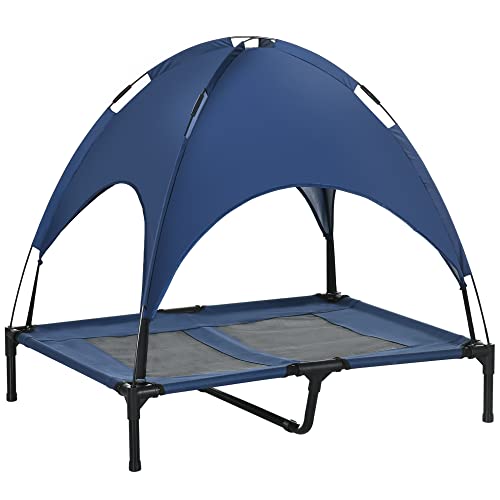 PawHut Erhöhtes Hundebett mit Baldachin, Haustierbett, Hundeliege Outdoor mit Dach, Atmungsaktiv, Taftstoff für Camping Dunkelblau 92 x 76 x 90 cm PawHut Erhöhtes Hundebett mit Baldachin, Haustierbett, Hundeliege Outdoor mit Dach, Atmungsaktiv, Taftstoff für Camping Dunkelblau 92 x 76 x 90 cm von PawHut