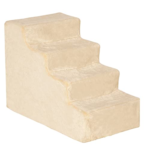PawHut Hundetreppe 4-stufig, 35 cm Katzentreppe für Bett und Sofa, Haustiertreppe für Hunde und Katzen bis 5 kg, Plüschoptik, Beige PawHut Hundetreppe 4-stufig, 35 cm Katzentreppe für Bett und Sofa, Haustiertreppe für Hunde und Katzen bis 5 kg, Plüschoptik, Beige von PawHut