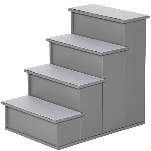 PawHut Hundetreppe 4 Stufen 54.2 cm Hoch, Haustiertreppe für Kleine Hunde Katzentreppe mit Rutschfester Matte, Einstiegshilfe Haustierleiter für Bett, Sofa und Couch, Grau PawHut Hundetreppe 4 Stufen 54.2 cm Hoch, Haustiertreppe für Kleine Hunde Katzentreppe mit Rutschfester Matte, Einstiegshilfe Haustierleiter für Bett, Sofa und Couch, Grau von PawHut