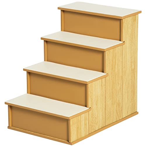 PawHut Haustiertreppe 4-stufige Hundetreppe Katzentreppe Einstiegshilfe mit Rutschfester Matte Haustierleiter für Auto Bett Sofa Natur 40 x 59 x 54,2 cm PawHut Haustiertreppe 4-stufige Hundetreppe Katzentreppe Einstiegshilfe mit Rutschfester Matte Haustierleiter für Auto Bett Sofa Natur 40 x 59 x 54,2 cm von PawHut
